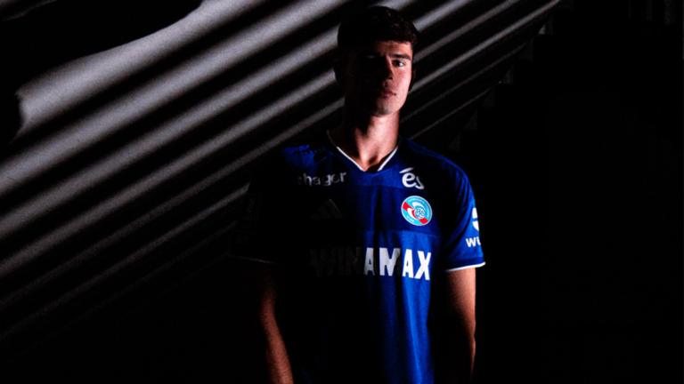 Jacobo Ortega, en su primera imagen como jugador del Estrasburgo