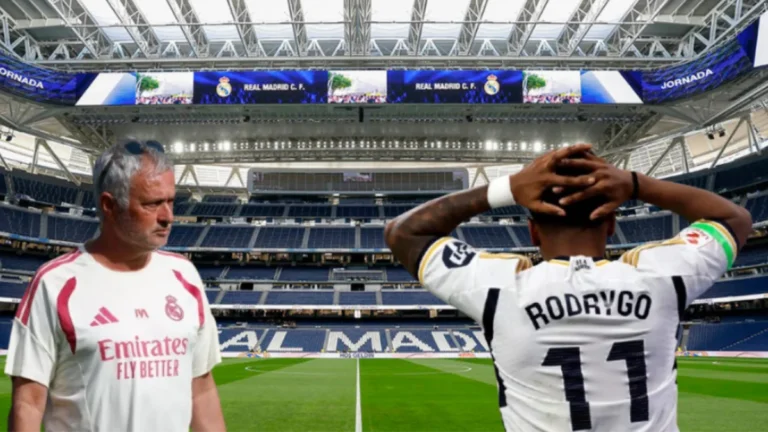 Mourinho y Rodrygo en el Santiago Bernabéu