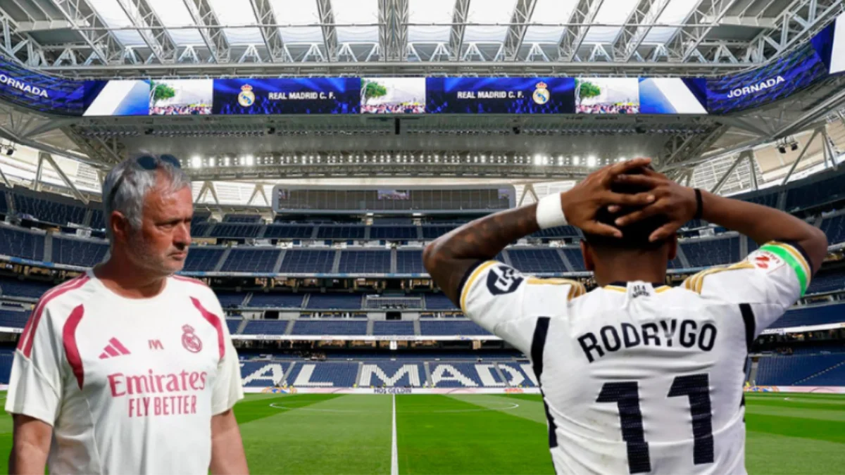 Mourinho y Rodrygo en el Santiago Bernabéu