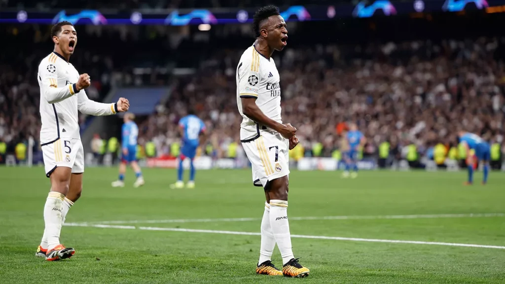 Vinicius en el último Real Madrid - Leipzig