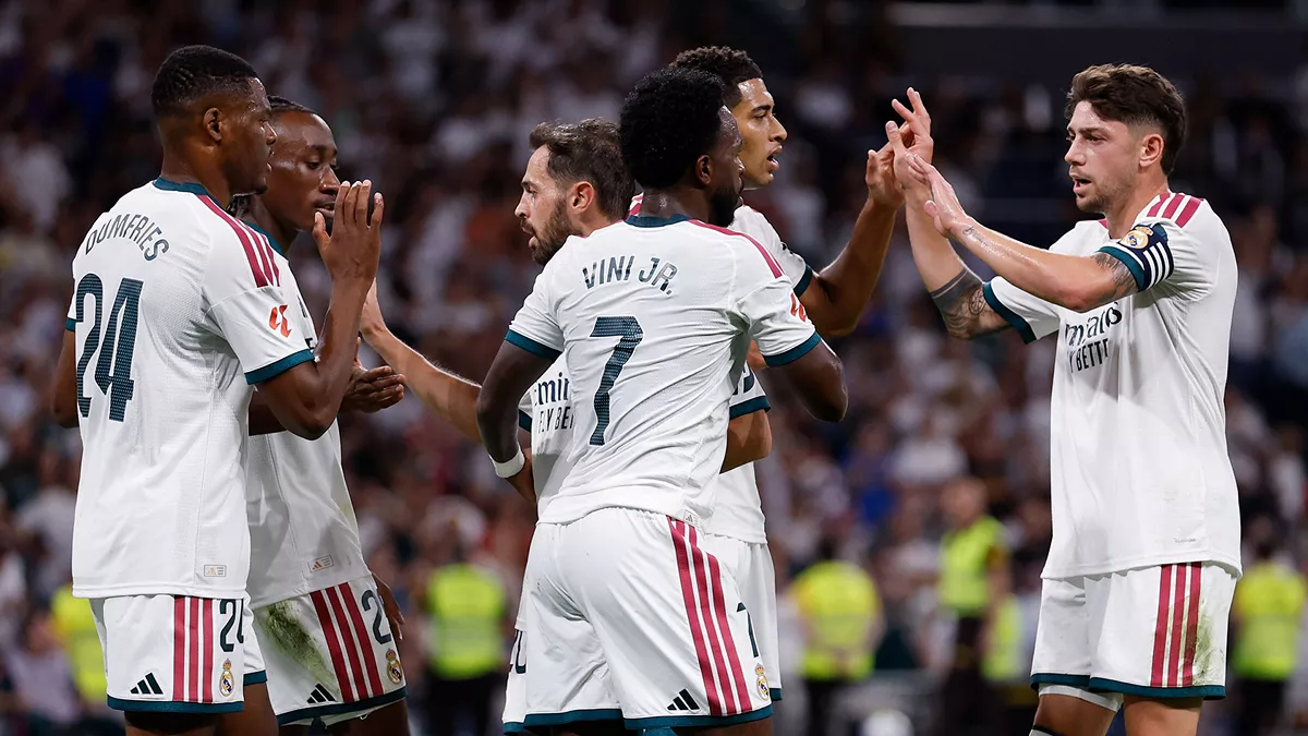 Jugadores del Real Madrid celebrando un gol