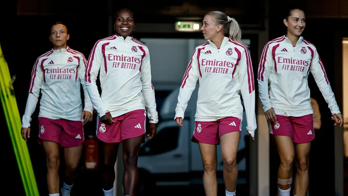 Las jugadoras del Real Madrid femenino, previo al duelo por la Champions League