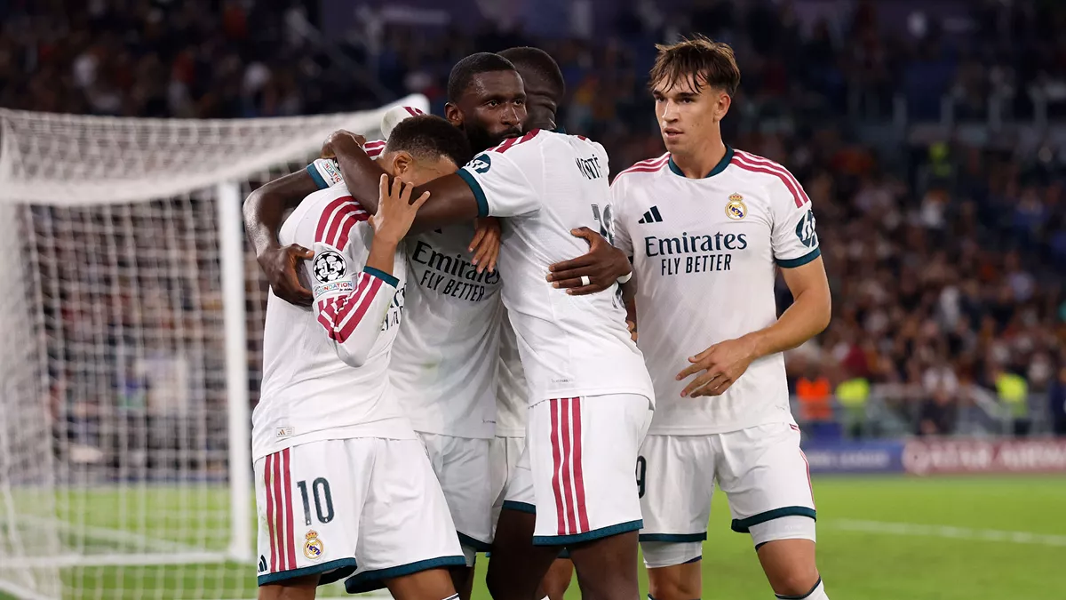 La celebración de Rüdiger para completar la remontada del Real Madrid